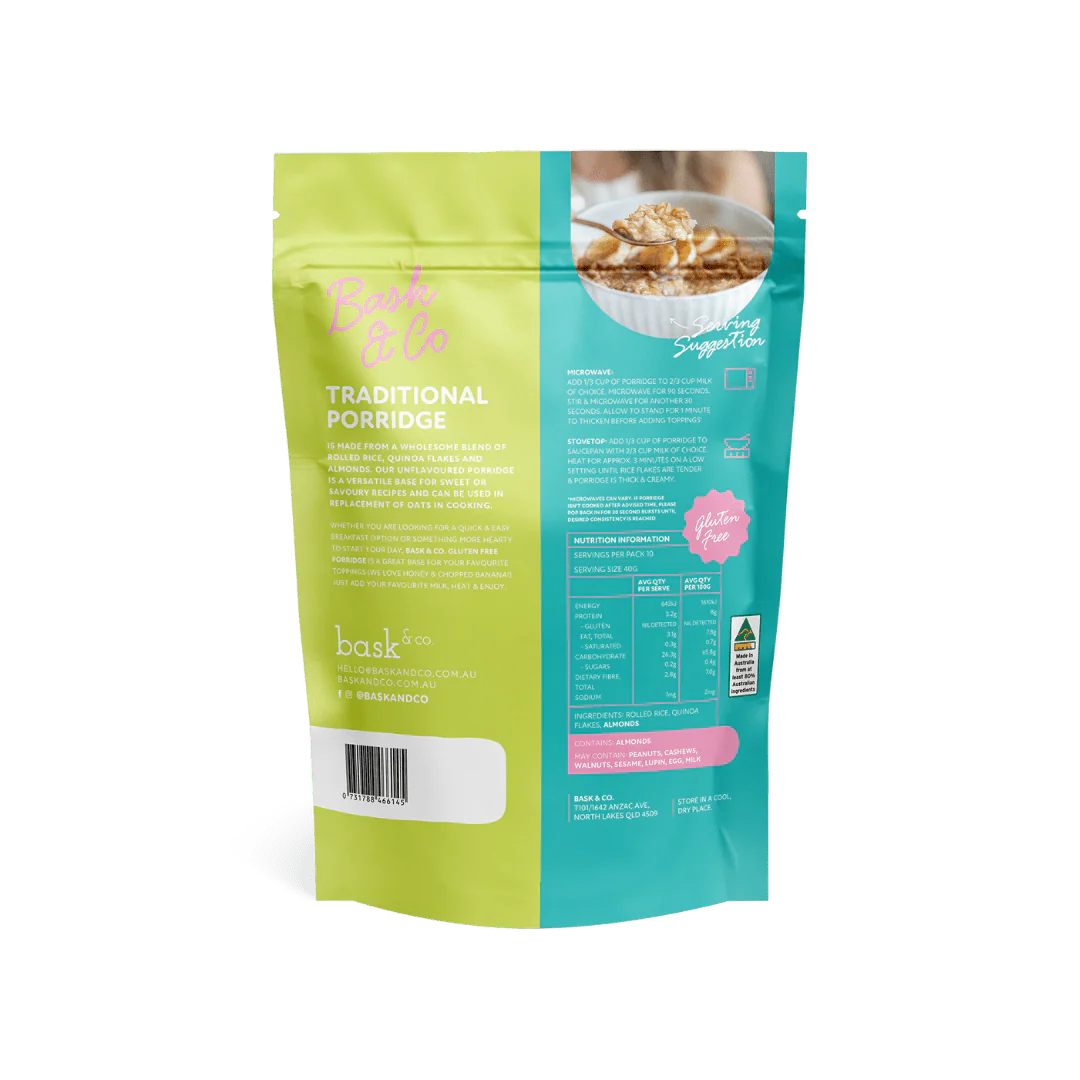 Traditional Gluten Free Porridge (Unflavoured) 400g