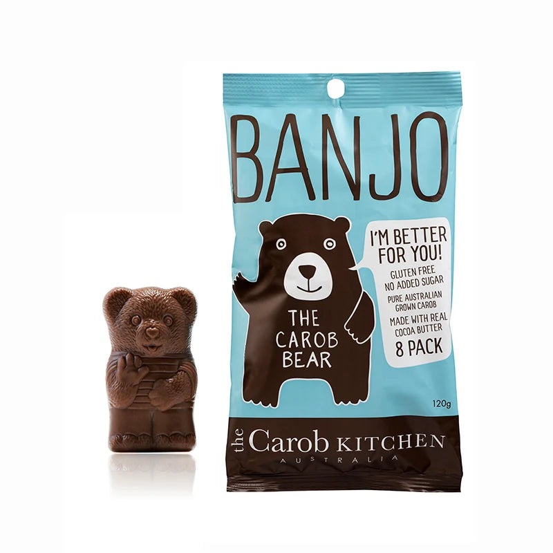 The Carob Kitchen Carob Banjo Bear Milk 8 Pack 120g