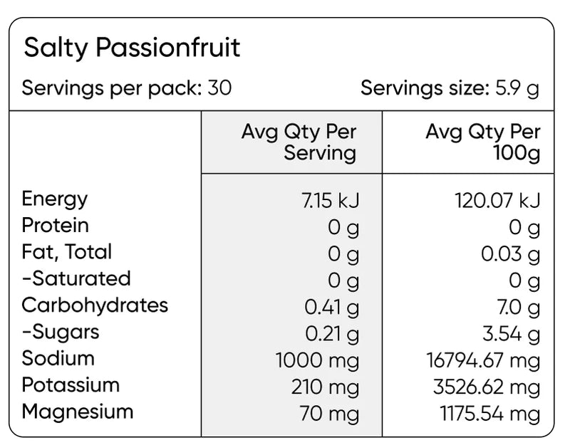 Salty Passionfruit Hydration Salts (30 Serves)