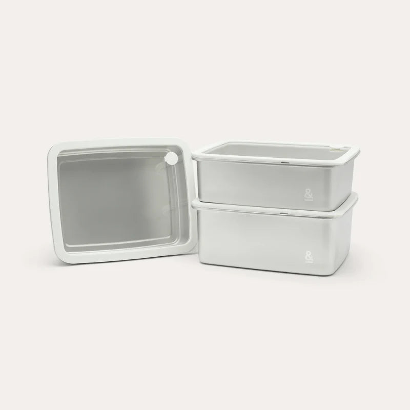 Rectangle Stainless Steel and Glass Containers | 3pk