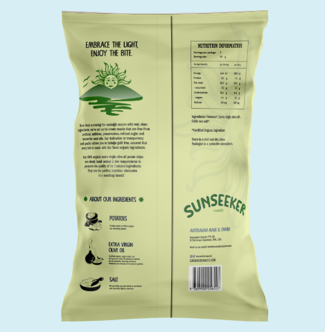 Potato Chips cooked in Olive Oil and sprinkled with Celtic Sea Salt
