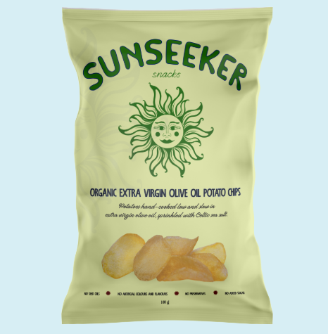 Potato Chips cooked in Olive Oil and sprinkled with Celtic Sea Salt