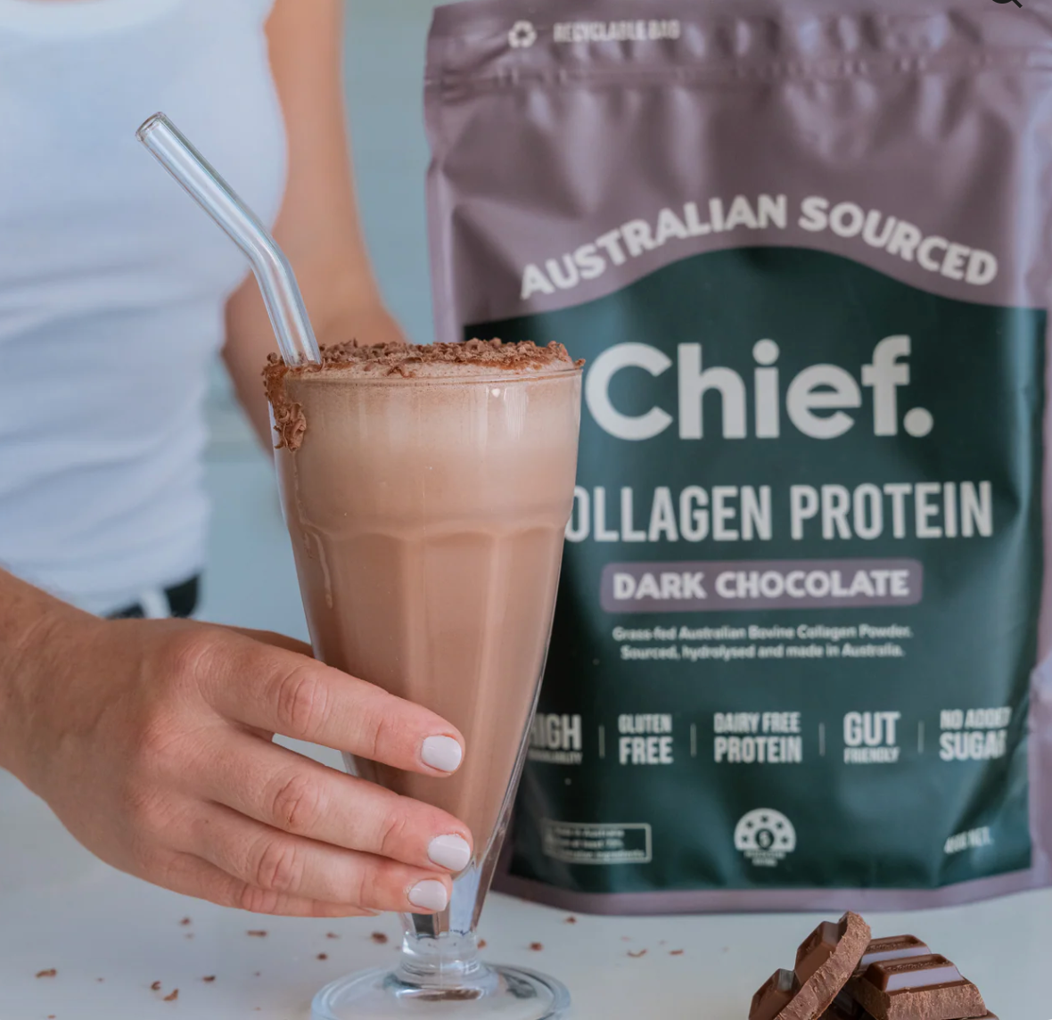 Grass-fed Collagen Protein Powder - Dark Chocolate (30 serves)