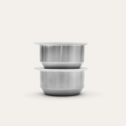 Round Stainless Steel and Glass Dip Bowls Set of 2 - Oat Milk