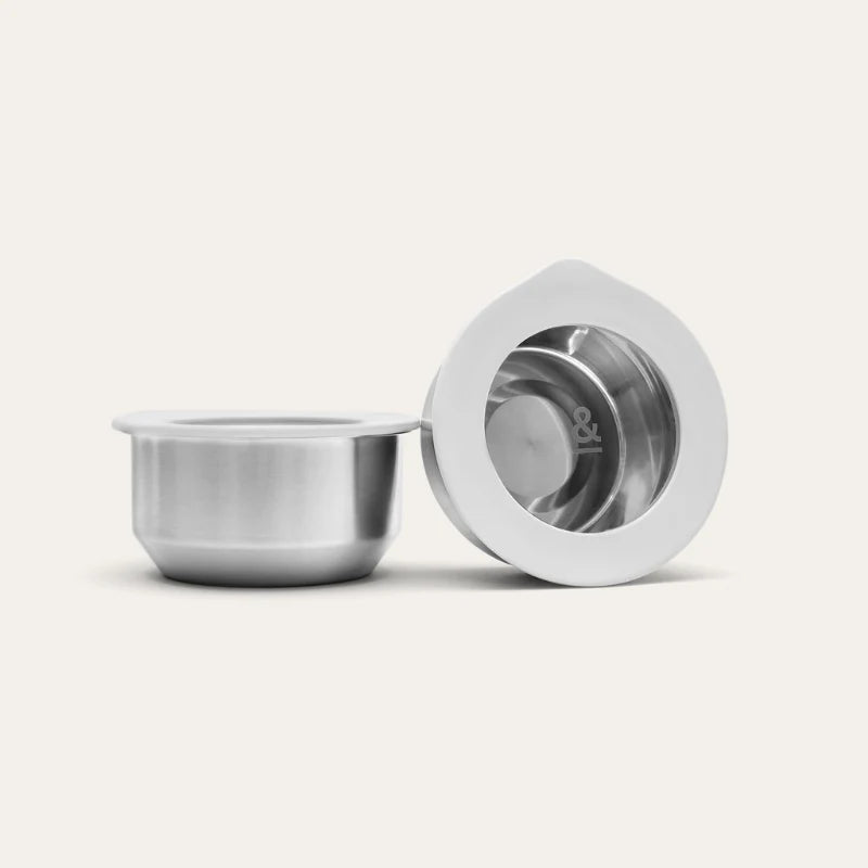 Round Stainless Steel and Glass Dip Bowls Set of 2 - Oat Milk