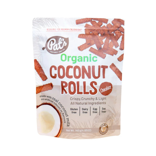 Pat's Organic Coconut Rolls Chocolate 140g