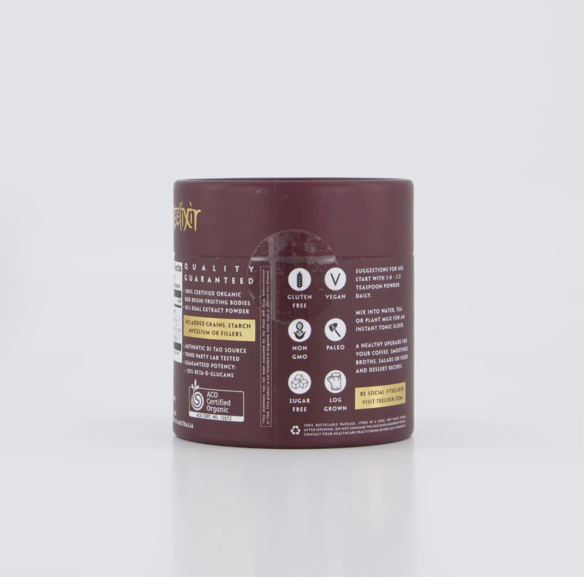 Brown container with label on a white background