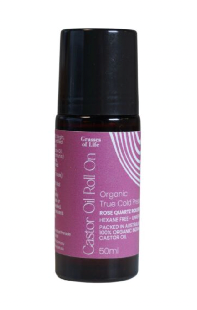 Organic Castor Oil Rose Quartz Roll On 50ml (Refillable/Reusable)