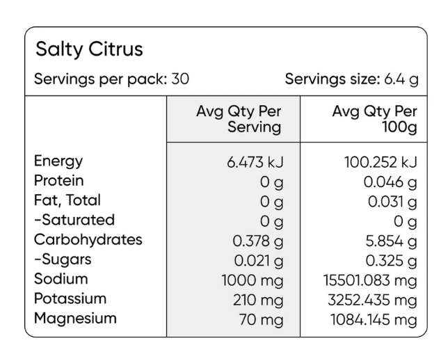 Salty Citrus Hydration Salts (30 Serves)